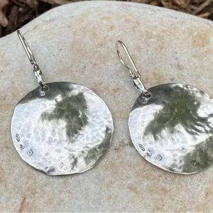 SILPADA Sterling Silver 925 Oxidized Textured Wavy Round Disc Earrings